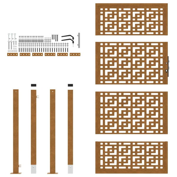 Portão de jardim 105x180 cm design cruzado de aço resistente M 5