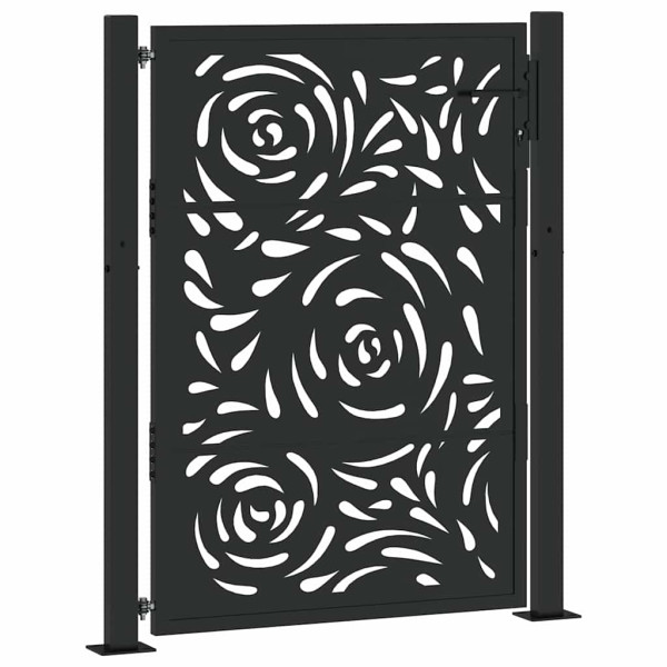 Puerta de jardín diseño llama acero negro 105x130 cm M 2