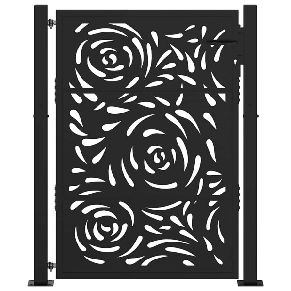 Puerta de jardín diseño llama acero negro 105x130 cm M 3