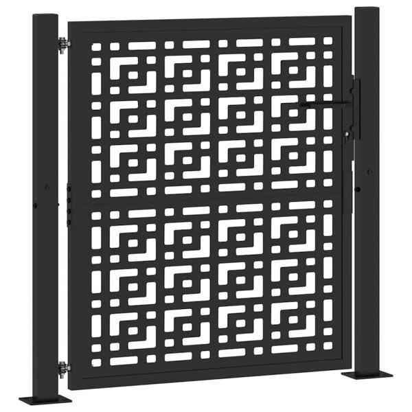 Puerta de jardín diseño en cruz de acero negra 105x105 cm M 2