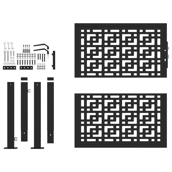 Puerta de jardín diseño en cruz de acero negra 105x105 cm M 4