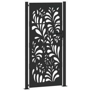 Puerta de jardín diseño ondulado de acero negro 105x205 cm H