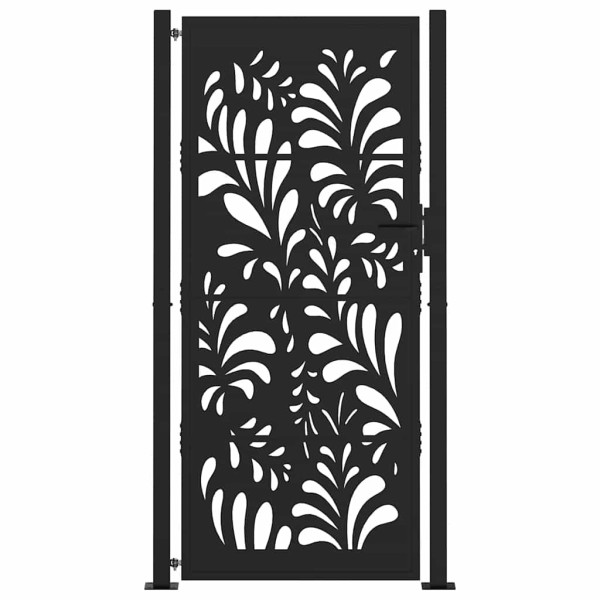 Puerta de jardín diseño ondulado de acero negro 105x205 cm M 3