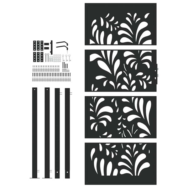 Puerta de jardín diseño ondulado de acero negro 105x205 cm M 4