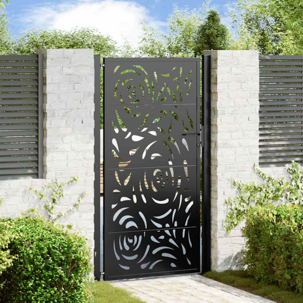 Puerta de jardín diseño llama acero negro 105x180 cm D