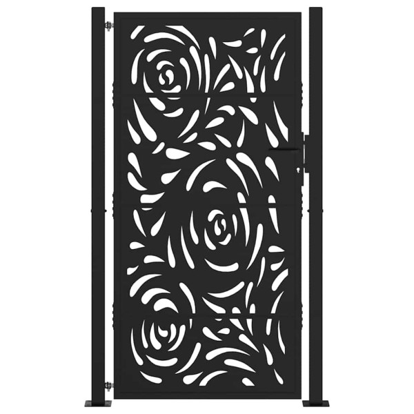 Puerta de jardín diseño llama acero negro 105x180 cm M 3