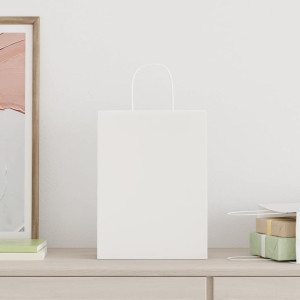 Sacos de papel 50 unid com alças branco 26x12x35 cm H