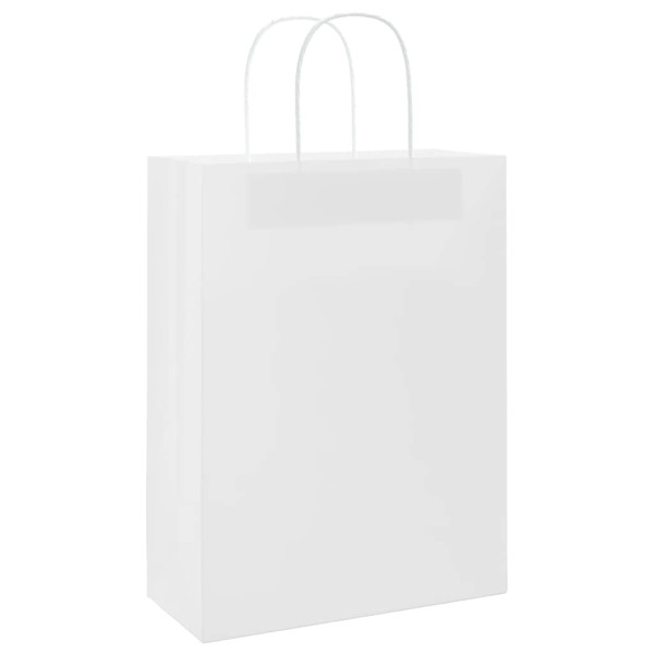 Bolsas de papel kraft con asas 50 uds blanca 26x12x35 cm M 3