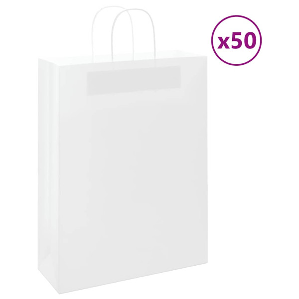 Bolsas de papel kraft con asas 50 uds blanca 32x12x42 cm D