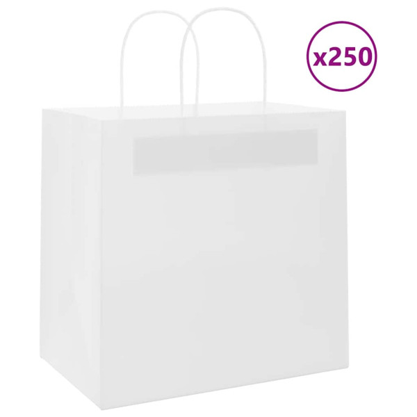 Bolsas de papel kraft con asas 250 uds blanca 26x17x25 cm D