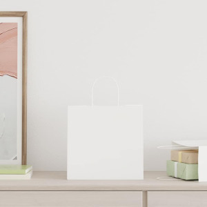 Sacos de papel 250 unid com alças branco 26x17x25 cm H