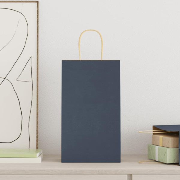 Bolsas de papel kraft con asas 250 uds azul 21x11x36 cm M 2