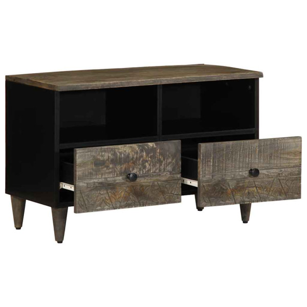 Mueble de TV madera maciza de mango gris claro 70x33.5x46 cm M 3