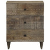 Mesita de noche madera maciza de mango gris claro 50x33x60 cm 2