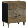 Mesita de noche madera maciza de mango gris claro 50x33x60 cm 1