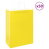 Sacos de papel 50 unid com alças amarelo 32x17x44 cm 1