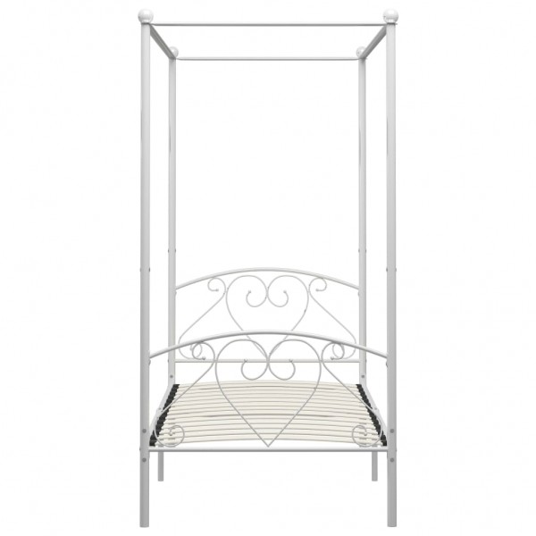 Estrutura de cama com dossel metal branco 90x200 cm M 3