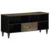 Mueble de TV madera maciza de mango negro 100x33x46 cm 1