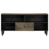 Mueble de TV madera maciza de mango negro 100x33x46 cm 3