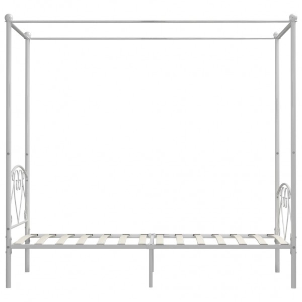 Estrutura de cama com dossel metal branco 90x200 cm M 4