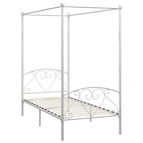 Estructura de cama con dosel metal blanco 100x200 cm M 2