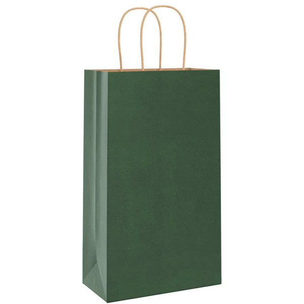 Bolsas de papel kraft con asas 250 uds verde 21x11x36 cm M 4