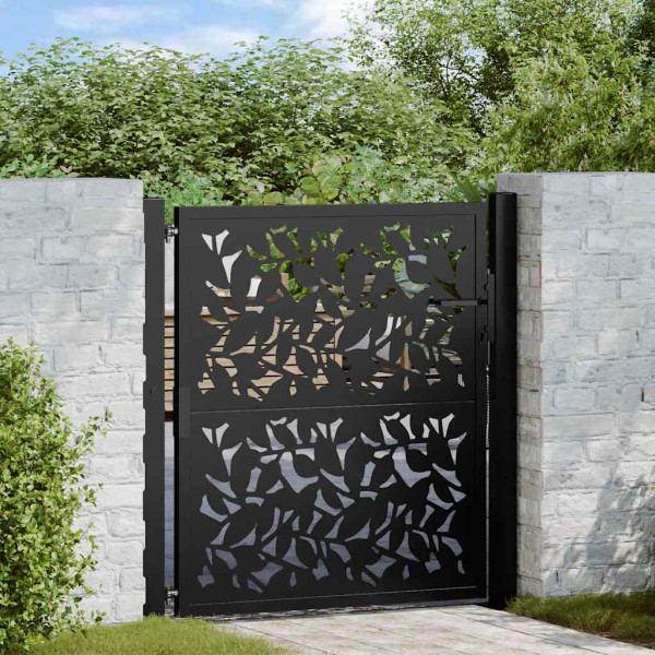Puerta de jardín diseño hoja de acero negra 105x105 cm D
