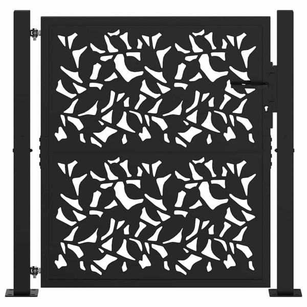Puerta de jardín diseño hoja de acero negra 105x105 cm M 3