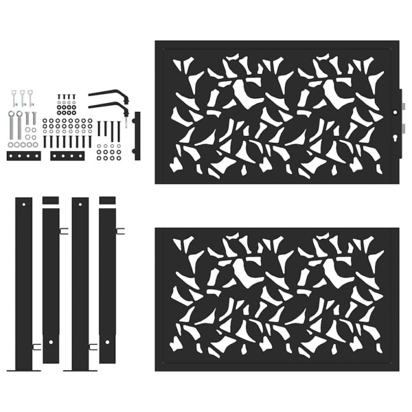 Portão de jardim 105x106 cm design em folha de aço preto M 4