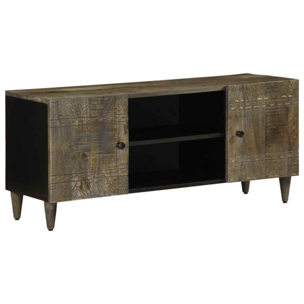 Mueble de TV madera maciza de mango gris claro 105x33.5x46 cm D
