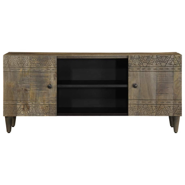 Mueble de TV madera maciza de mango gris claro 105x33.5x46 cm M 2