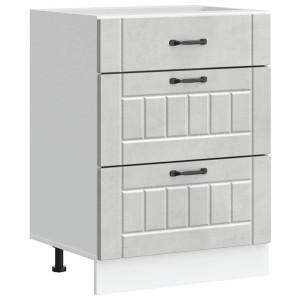 Mueble bajo de cocina Lucca madera contrachapada gris cemento H