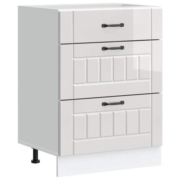 Armário de cozinha baixo Lucca deriv. madeira branco brilhante M 2