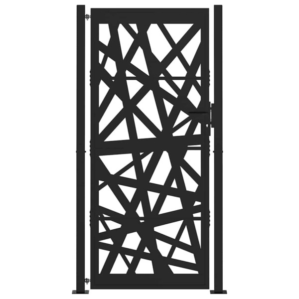 Portão de jardim 105x205 cm preto com luz em aço M 3