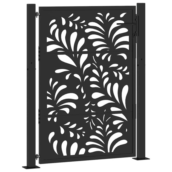 Puerta de jardín diseño ondulado de acero negro 105x130 cm M 2