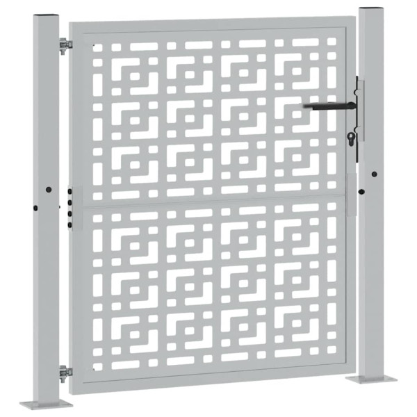 Puerta de jardín diseño en cruz de acero desgastado 105x105 cm M 3