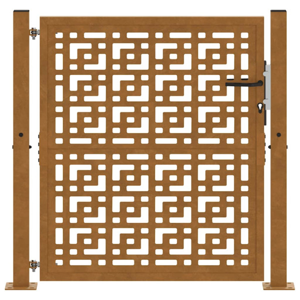 Puerta de jardín diseño en cruz de acero desgastado 105x105 cm M 4