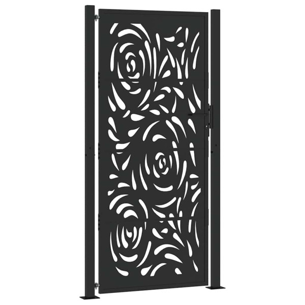 Puerta de jardín diseño llama acero negro 105x205 cm M 2