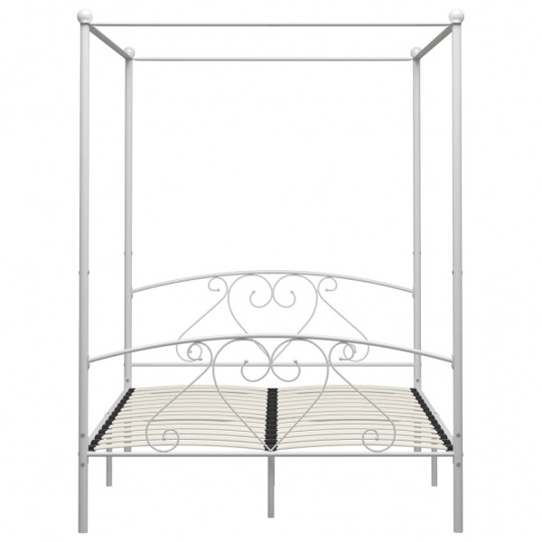 Estructura de cama con dosel metal blanco 140x200 cm M 3