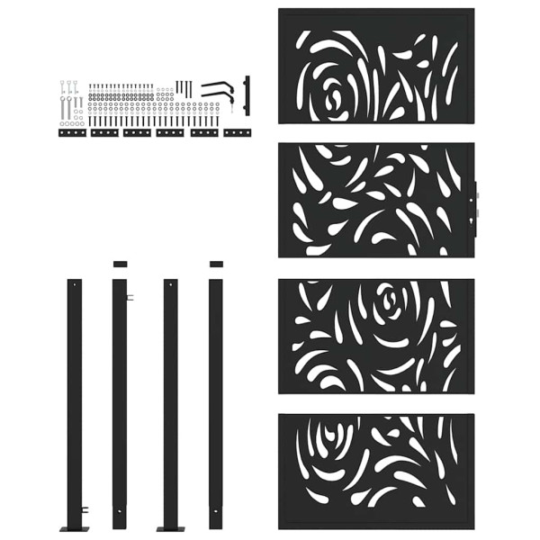 Puerta de jardín diseño llama acero negro 105x205 cm M 4