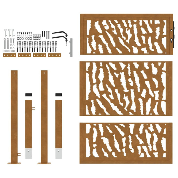 Puerta de jardín diseño con listón acero desgastado 105x130 cm M 5