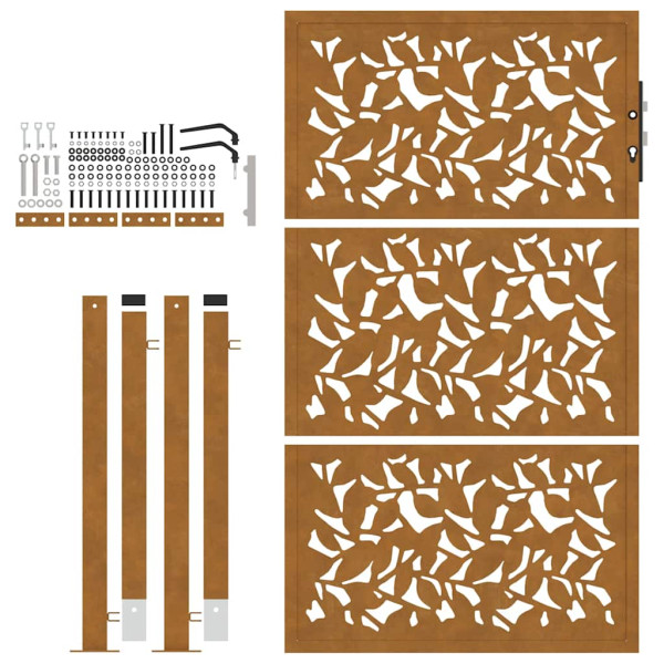 Portão de jardim 105x155 cm design de folha de aço resistente M 5