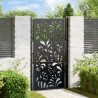 Puerta de jardín diseño ondulado de acero negro 105x180 cm 1