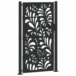 Puerta de jardín diseño ondulado de acero negro 105x180 cm H