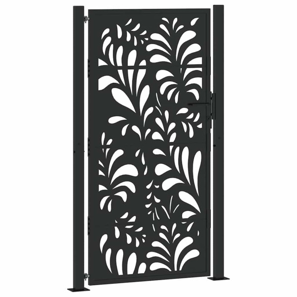 Puerta de jardín diseño ondulado de acero negro 105x180 cm M 2