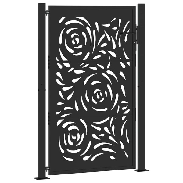 Puerta de jardín diseño llama acero negro 105x155 cm M 2
