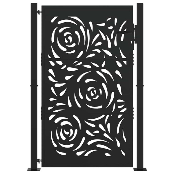 Puerta de jardín diseño llama acero negro 105x155 cm M 3