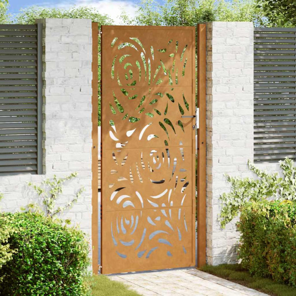 Puerta de jardín diseño llama acero desgastado 105x205 cm D