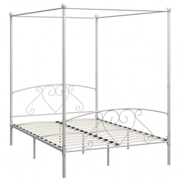 Estructura de cama con dosel metal blanco 160x200 cm M 2