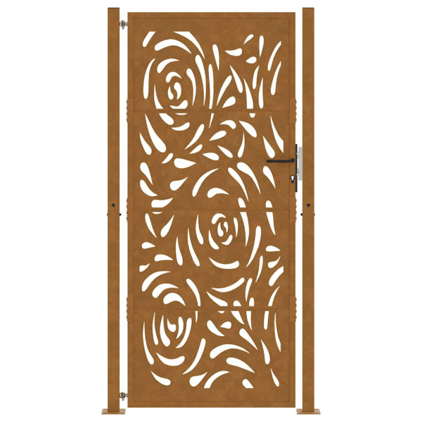 Puerta de jardín diseño llama acero desgastado 105x205 cm M 4